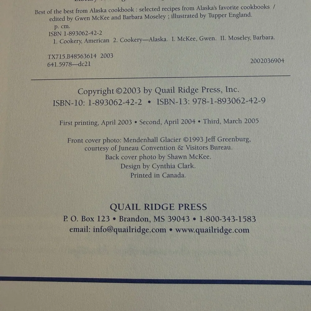 Best of the Best from‎ Alaska Cookbook Quail Ridge Press Spiral Bound VTG 2005
